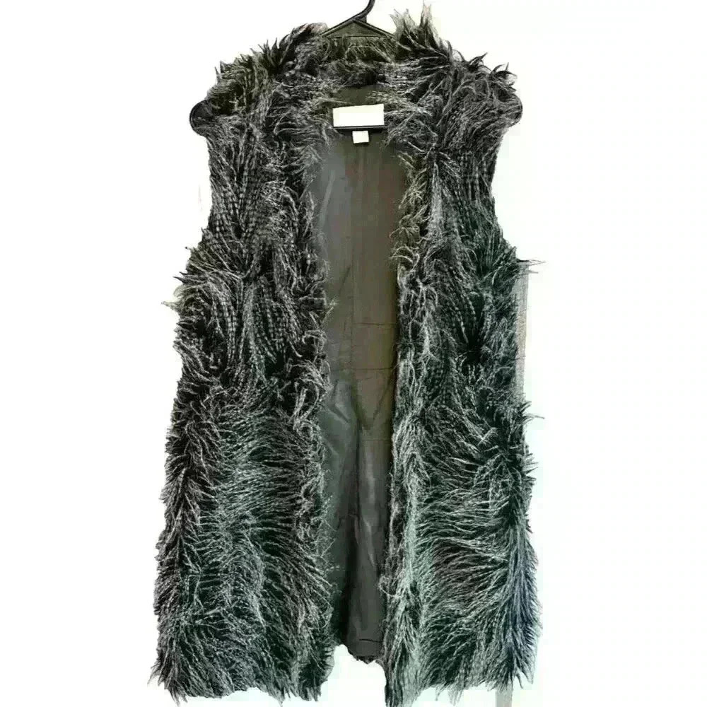 Michael Kors Womens XS Faux Raccoon Fur Vest Designer